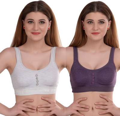 Beach Curve Guchi Women Full Coverage Non Padded Bra(White, Purple)