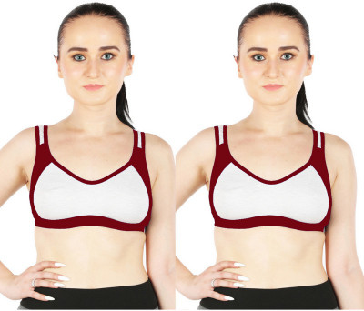 Draxstar Attire Traditional Cotton Sports Bra Women Sports Non Padded Bra(Maroon, Maroon)