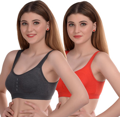 Beach Curve Guchi Women Full Coverage Non Padded Bra(Black, Red)