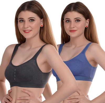 Beach Curve Guchi Women Full Coverage Non Padded Bra(Black, Blue)