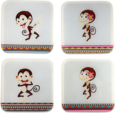 Unique Graphics Square Acrylic Coaster Set(Pack of 4)