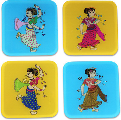 DWELLSINDIA Square Acrylic Coaster Set(Pack of 4)