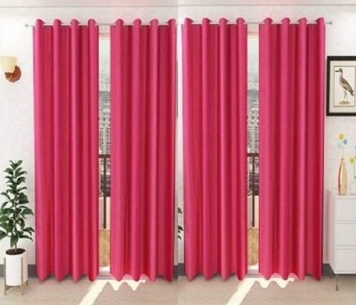 MSD Decor Hub 274 cm (9 ft) Polyester Semi Transparent Long Door Curtain (Pack Of 4)(Solid, Rani Pink)