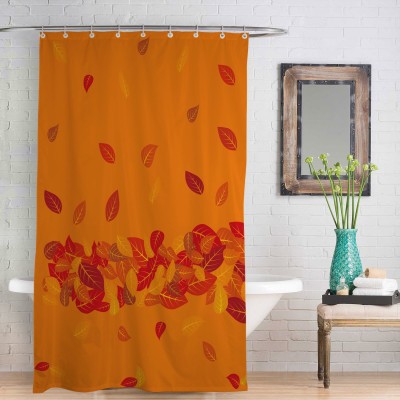 right 213 cm (7 ft) Polyester Semi Transparent Shower Curtain Single Curtain(Abstract, Orange)