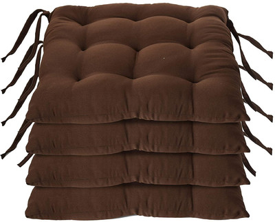 FCU 18x18 Microfibre Solid Chair Pad Pack of 4(Brown)