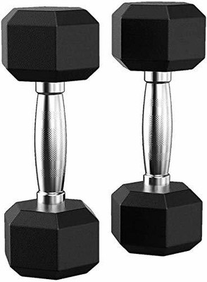 LCARNO Rubber Coated Professional Hexa Dumbbells Pack of 2 Fixed Weight Dumbbell Fixed Weight Dumbbell(5 kg)