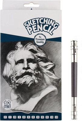 Definite Bianyo Artist Quality Fine Art Drawing & Sketching Pencils - 2H, H, HB, B, 2B, 3B, 4B, 5B, 6B, 8B, 10B - 12B with One 13CM Pencil Extender Pencil(Pack of 13)
