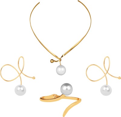 Vembley Alloy Gold, White Jewellery Set(Pack of 1)