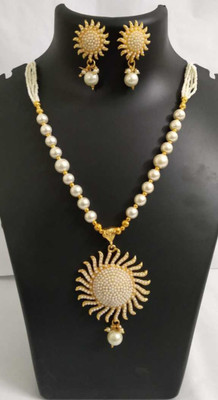 Bhagya Lakshmi Alloy Gold-plated White Jewellery Set(Pack of 1)