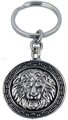 AFH Round Shape Lion Head Stainless Steel Silver Quality Decorative Key Chain for Gifting Key Chain