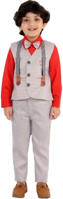 Alles Marche Boys Party(Festive) Waistcoat Pant, Shirt, Bow Tie, Suspenders(Red)