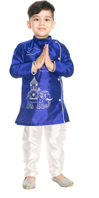 new gen Boys Festive & Party Kurta and Pyjama Set(Blue Pack of 1)