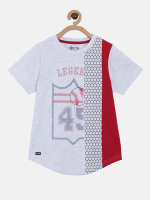 3Pin Boys Printed Pure Cotton Regular T Shirt(Multicolor, Pack of 1)