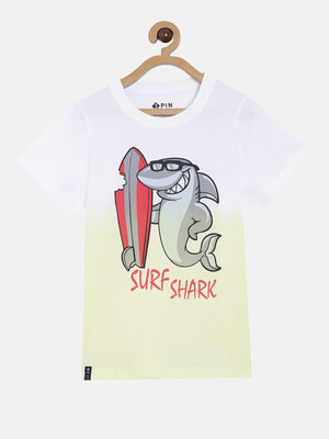 3Pin Boys Typography, Printed Pure Cotton Regular T Shirt(Multicolor, Pack of 1)