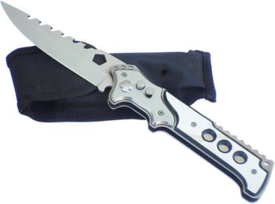 NSV Folding Push Button Lock Knife For Hiking Camping Travelling With Torch Knife, Pocket Knife, Survival Knife  (Silver)