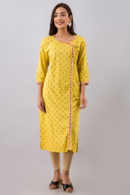 Shagunas Women Printed Straight Kurta(Yellow)