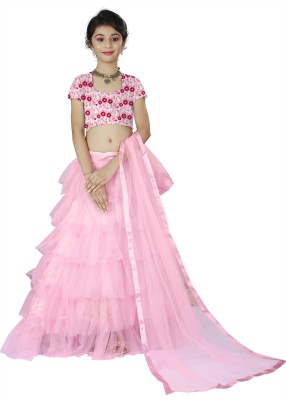 Bandidhari Fashion Solid, Embroidered, Self Design Semi Stitched Lehenga Choli(Pink)