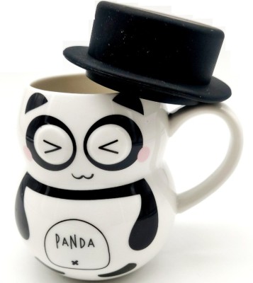 THE CLICK INDIA Cute 3D Embossed eye Panda Random Ceramic Coffee Milk Tea Cup with Funny Lid Perfect Novelty Gift for Mom, Girls, Girlfriend, Wife, Panda Lovers Ceramic Coffee (350 ml) Ceramic Coffee (350 ml) Ceramic Coffee Mug(350 ml)