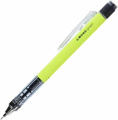 Tombow MONO GRAPH MECHANICAL PENCIL 0.5/WITH ROUND ERASER NEON YELLOW Pencil(Set of 1, NEON YELLOW)