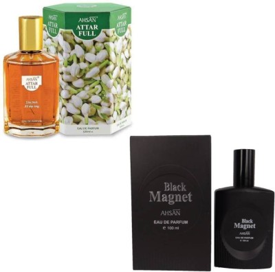 Ahsan Attar Full Eau de Parfum - 100 ml + BLACK Magnet (100ml) -Pack of 2 Eau de Parfum - 200 ml (For MEN & Women) Eau de Parfum  -  200 ml(For Men & Women)