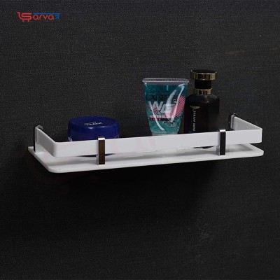 Sarvatr Multi-Purpose Acrylic Wall Mount Shelf Rack Kitchen and Bathroom Accessories (10X5.5-inch) Acrylic Wall Shelf(Number of Shelves - 1, White)