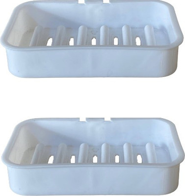 SOCHEP High Quality Soap Stand 2Pcs/Holder/Wall Soap Box Tray Soap Dish Hanging Tray for Kitchen/Bathroom ( SOAP STAND 2 PCS SET )(White)
