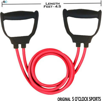 A.K Double Toning Heavy Tube for Exercise/Workout/ Stretching Foam D Handle for Unisex Resistance Tube(Red, Black)