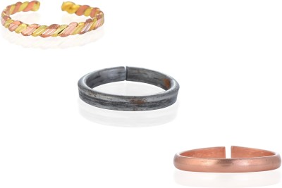 Dzinetrendz Alloy Copperplated Kale Ghode ki naal challa fingerring Combo (3 Pieces) Alloy Copper Plated Ring Set