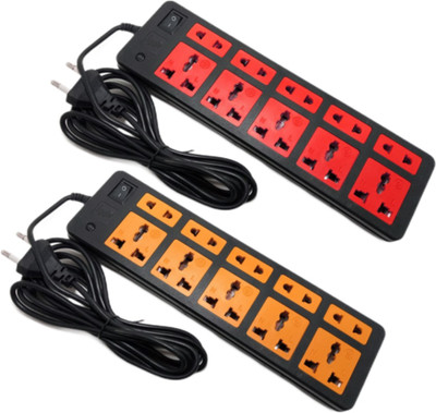 Smuf EXTENSION CORD POWER STRIP SURGE PROTECTOR 10 sockets with 3m wire (pack of 2) 10  Socket Extension Boards(Multicolor, 3 m)