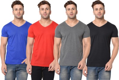 Adorbs Solid Men V Neck Multicolor T-Shirt