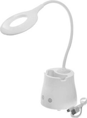 iDOLESHOP Rechargeable LED Touch On/Off Switch Desk Table Lamp with Mobile Holder and Dual LED, Children Eye Protection Office Desk Light USB Charging Touch Dimmer Study Lamp(40 cm, White)