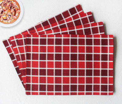 Flipkart SmartBuy Rectangular Pack of 4 Table Placemat(Red, Cotton)