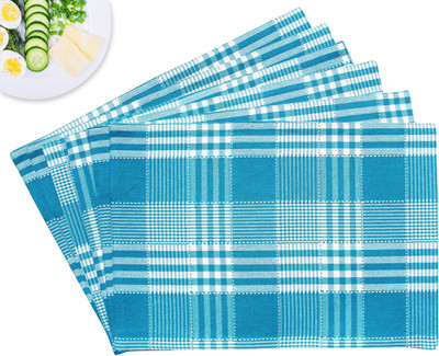 Flipkart SmartBuy Rectangular Pack of 6 Table Placemat(Blue, White, Cotton)