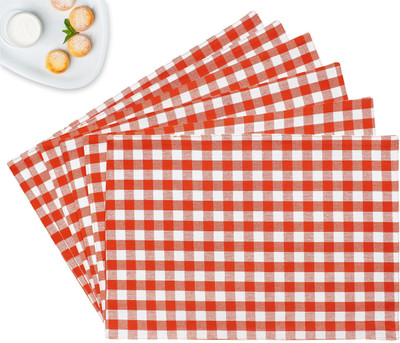 Flipkart SmartBuy Rectangular Pack of 6 Table Placemat(Red, White, Cotton)