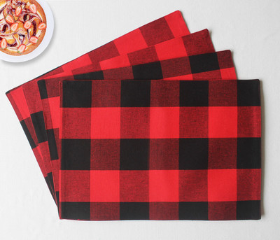 Flipkart SmartBuy Rectangular Pack of 4 Table Placemat(Red, Black, Cotton)