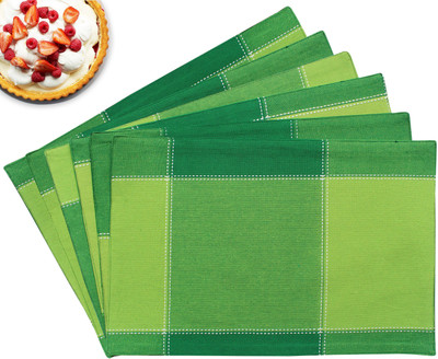 Flipkart SmartBuy Rectangular Pack of 6 Table Placemat(Green, Cotton)