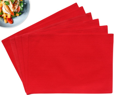 Flipkart SmartBuy Rectangular Pack of 6 Table Placemat(Red, Cotton)