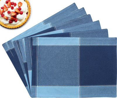 Flipkart SmartBuy Rectangular Pack of 6 Table Placemat(Blue, Cotton)