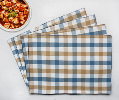 Flipkart SmartBuy Rectangular Pack of 4 Table Placemat(Blue, Brown, White, Cotton)