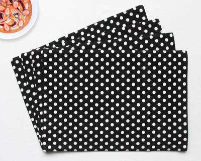 Flipkart SmartBuy Rectangular Pack of 4 Table Placemat(Black, White, Cotton)