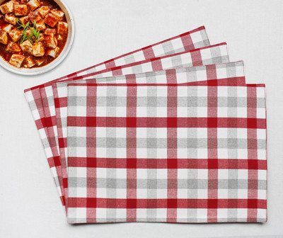 Flipkart SmartBuy Rectangular Pack of 4 Table Placemat(Red, White, Cotton)