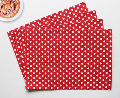 Flipkart SmartBuy Rectangular Pack of 4 Table Placemat(Red, White, Cotton)