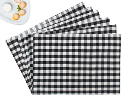 Flipkart SmartBuy Rectangular Pack of 6 Table Placemat(Black, White, Cotton)