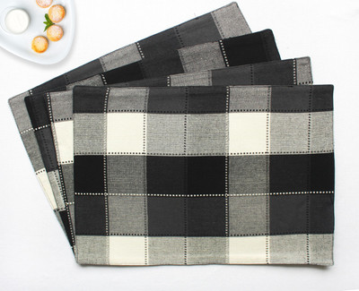 Flipkart SmartBuy Rectangular Pack of 4 Table Placemat(Black, White, Cotton)