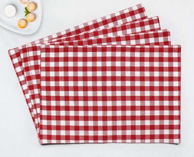 Flipkart SmartBuy Rectangular Pack of 4 Table Placemat(Red, White, Cotton)