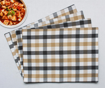 Flipkart SmartBuy Rectangular Pack of 4 Table Placemat(Black, Brown, White, Cotton)