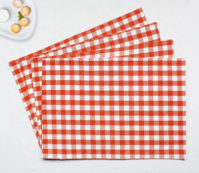 Flipkart SmartBuy Rectangular Pack of 4 Table Placemat(Red, White, Cotton)