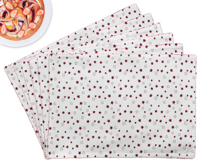 Flipkart SmartBuy Rectangular Pack of 6 Table Placemat(White, Red, Cotton)