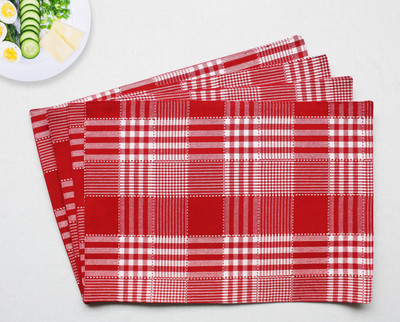Flipkart SmartBuy Rectangular Pack of 4 Table Placemat(Red, White, Cotton)