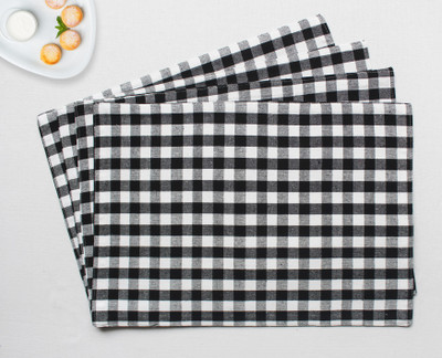 Flipkart SmartBuy Rectangular Pack of 4 Table Placemat(Black, White, Cotton)